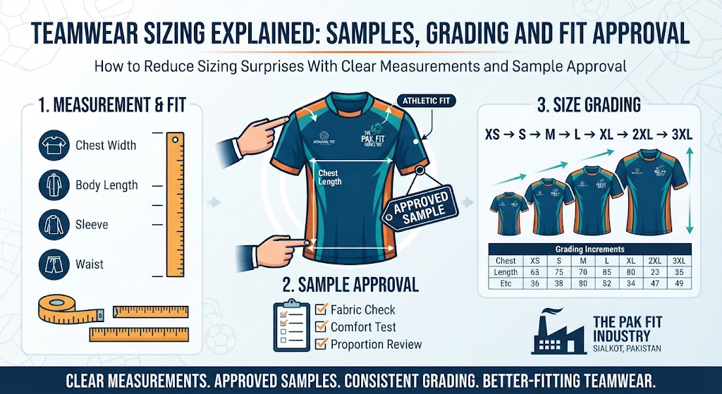 Teamwear sizing explained: samples, grading and fit approval